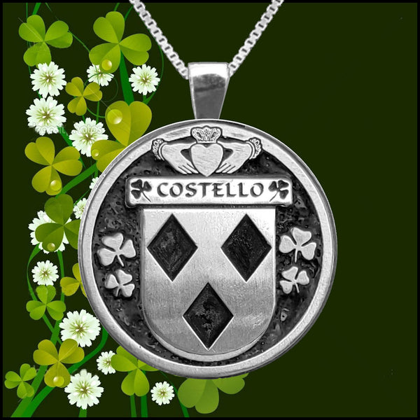 Costello Irish Coat of Arms Disk Pendant, Irish