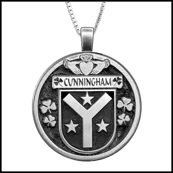 Cunningham Irish Coat of Arms Disk Pendant, Irish
