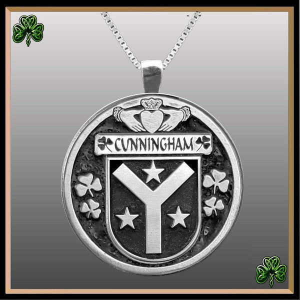 Cunningham Irish Coat of Arms Disk Pendant, Irish