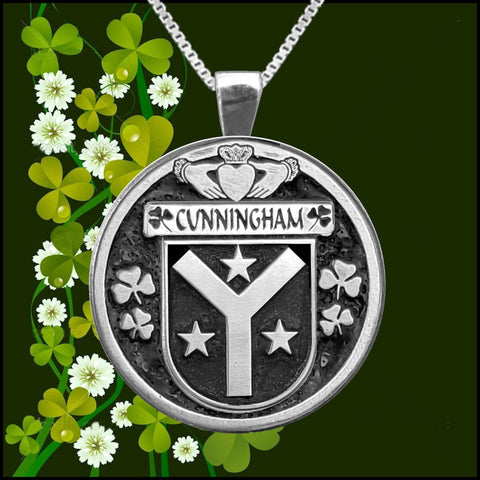 Cunningham Irish Coat of Arms Disk Pendant, Irish