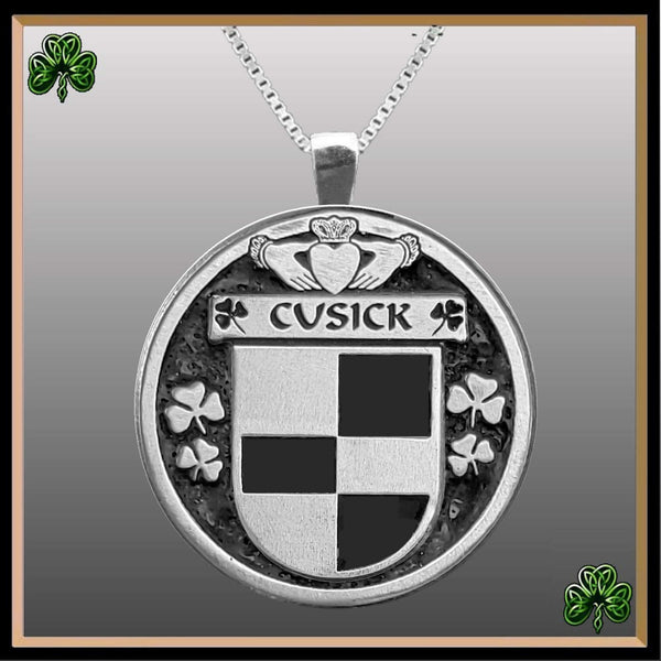 Cusick Irish Coat of Arms Disk Pendant, Irish