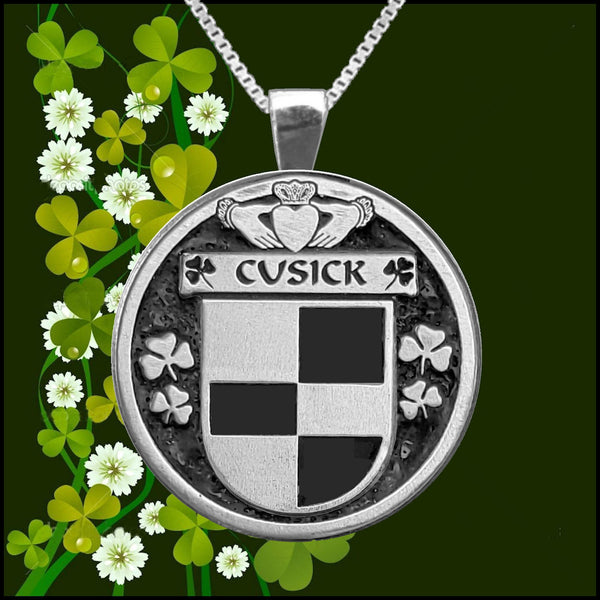Cusick Irish Coat of Arms Disk Pendant, Irish