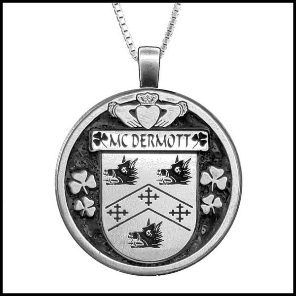 McDermott Irish Coat of Arms Disk Pendant, Irish