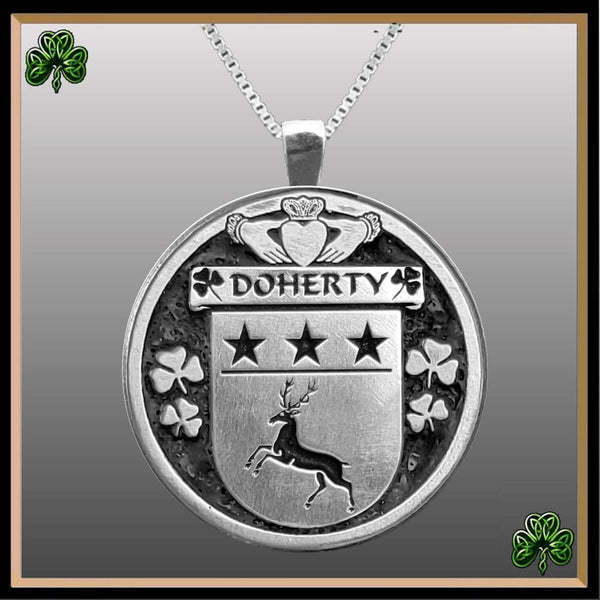 Doherty Irish Coat of Arms Disk Pendant, Irish