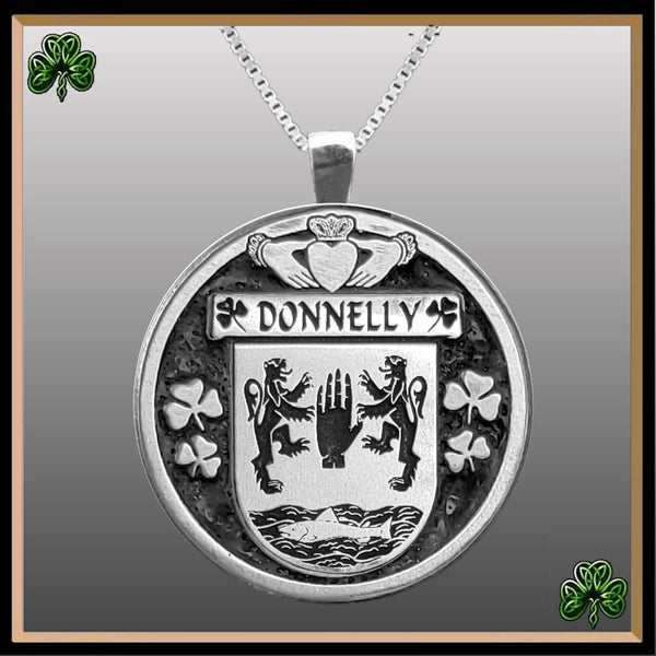 Donnelly Irish Coat of Arms Disk Pendant, Irish