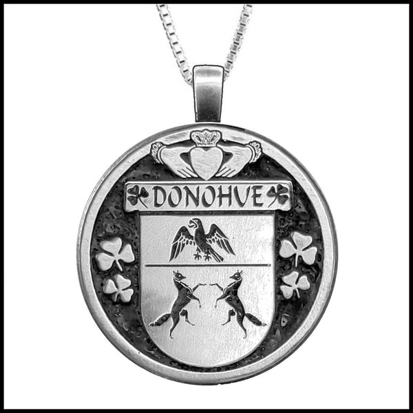 Donohue Irish Coat of Arms Disk Pendant, Irish
