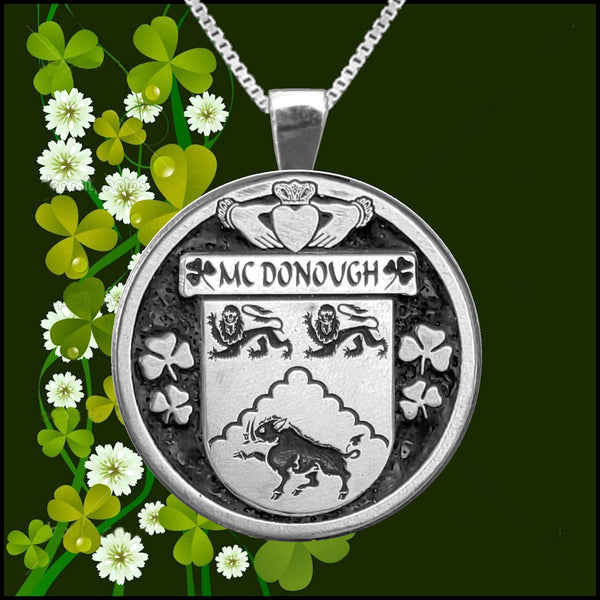 McDonough Irish Coat of Arms Disk Pendant, Irish
