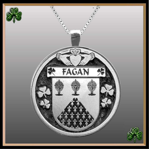 Fagan Irish Coat of Arms Disk Pendant, Irish