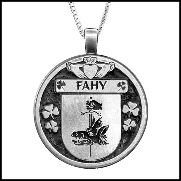 Fahy Irish Coat of Arms Disk Pendant, Irish