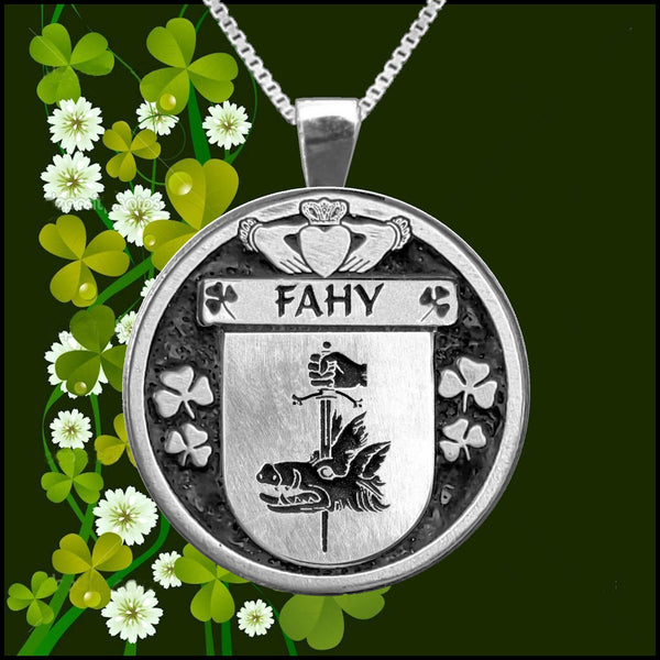 Fahy Irish Coat of Arms Disk Pendant, Irish