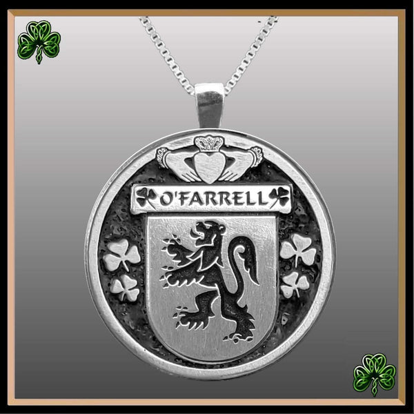 O'Farrell Irish Coat of Arms Disk Pendant, Irish