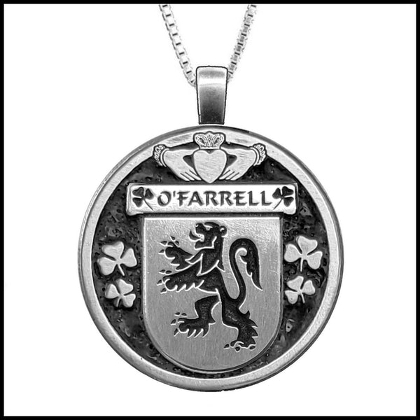 O'Farrell Irish Coat of Arms Disk Pendant, Irish