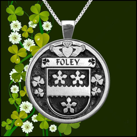 Foley Irish Coat of Arms Disk Pendant, Irish
