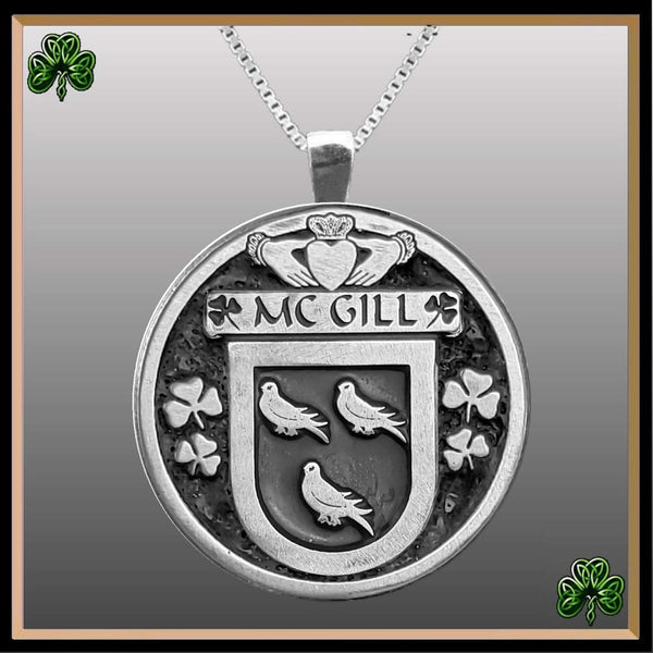 McGill Irish Coat of Arms Disk Pendant, Irish
