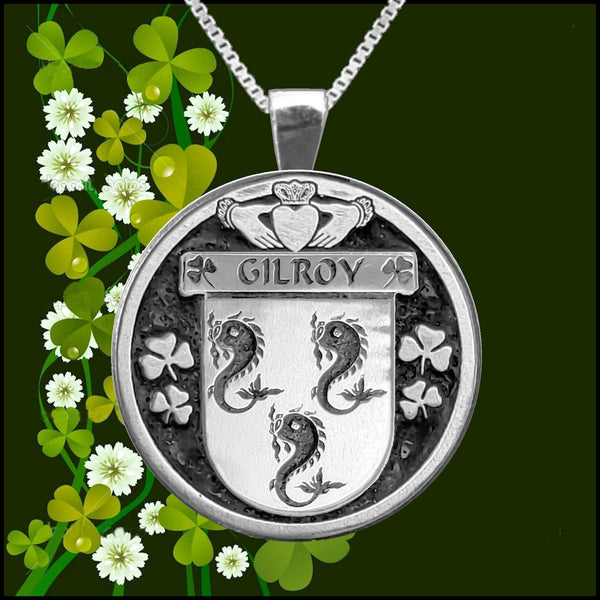 Gilroy Irish Coat of Arms Disk Pendant, Irish