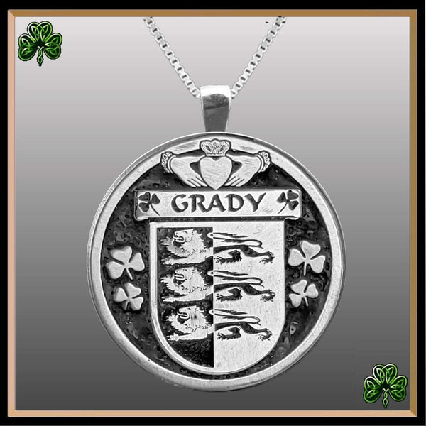 Grady Irish Coat of Arms Disk Pendant, Irish