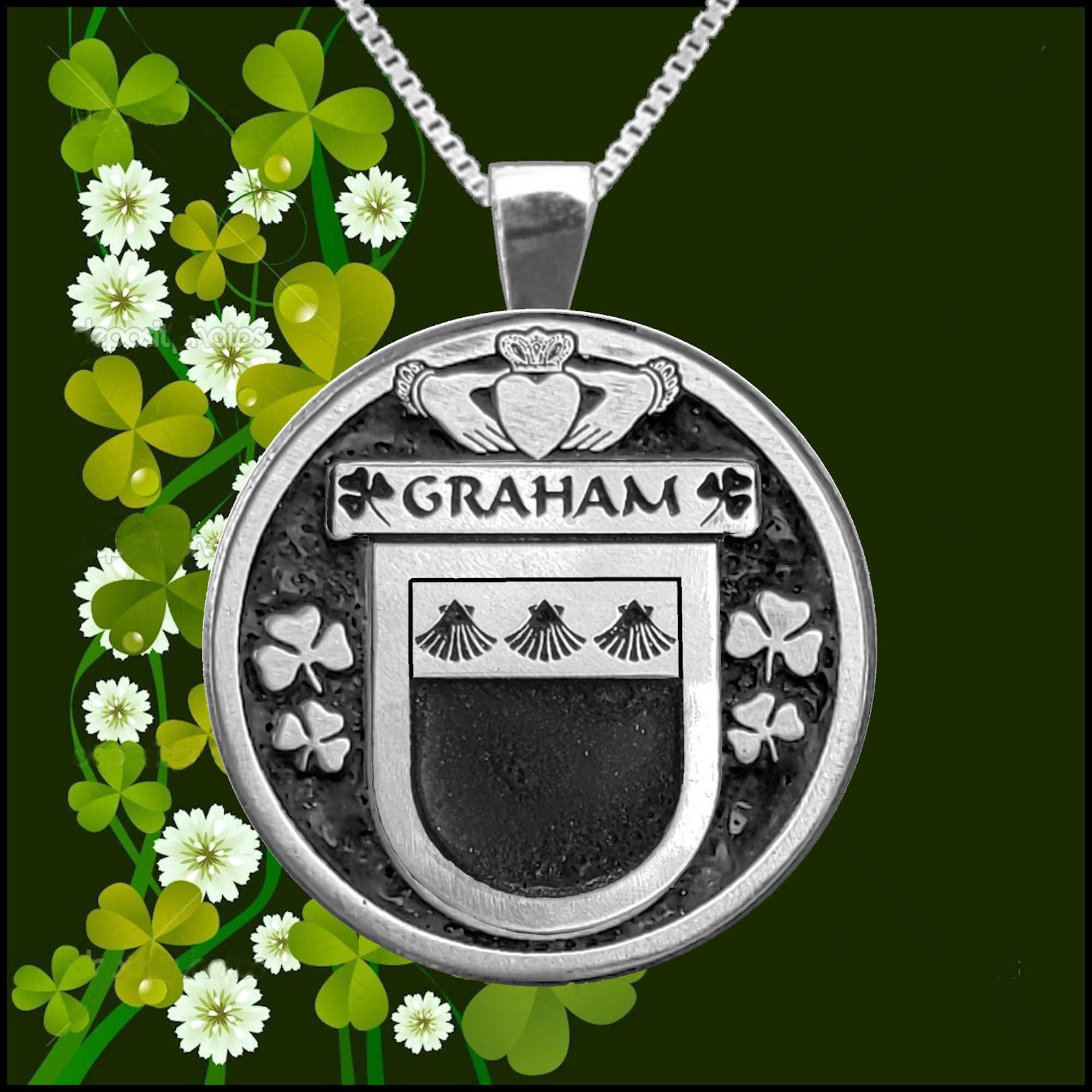 Graham Irish Coat of Arms Disk Pendant, Irish