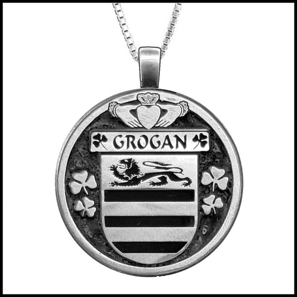 Grogan Irish Coat of Arms Disk Pendant, Irish