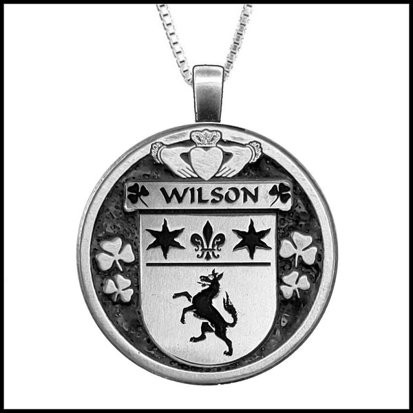 Wilson Irish Coat of Arms Disk Pendant, Irish