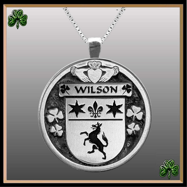 Wilson Irish Coat of Arms Disk Pendant, Irish