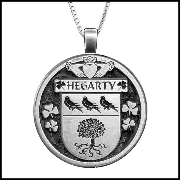 Hegarty Irish Coat of Arms Disk Pendant, Irish