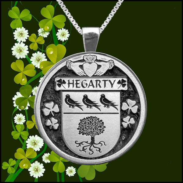 Hegarty Irish Coat of Arms Disk Pendant, Irish