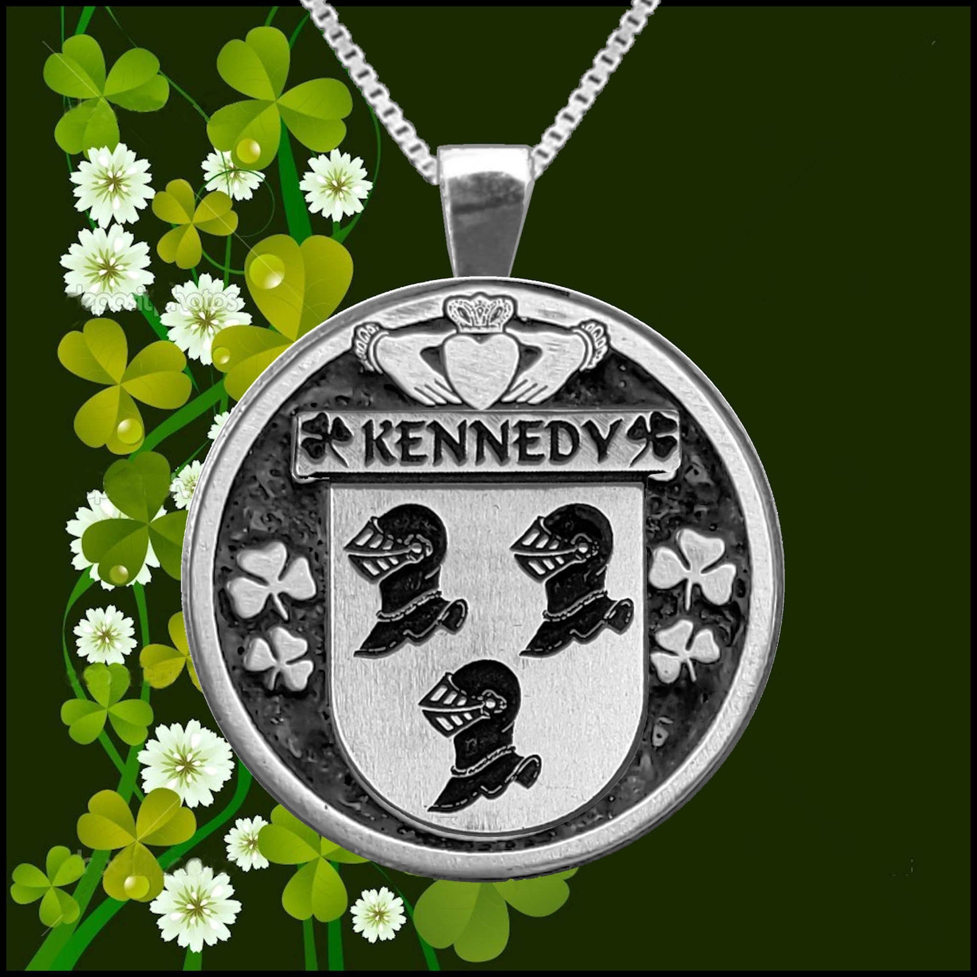 Kennedy Irish Coat of Arms Disk Pendant, Irish