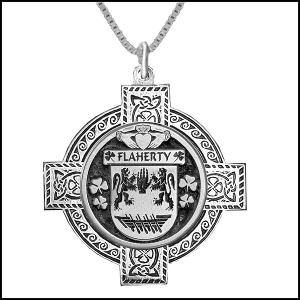 Flaherty Irish Coat of Arms Celtic Cross Pendant ~ IP04