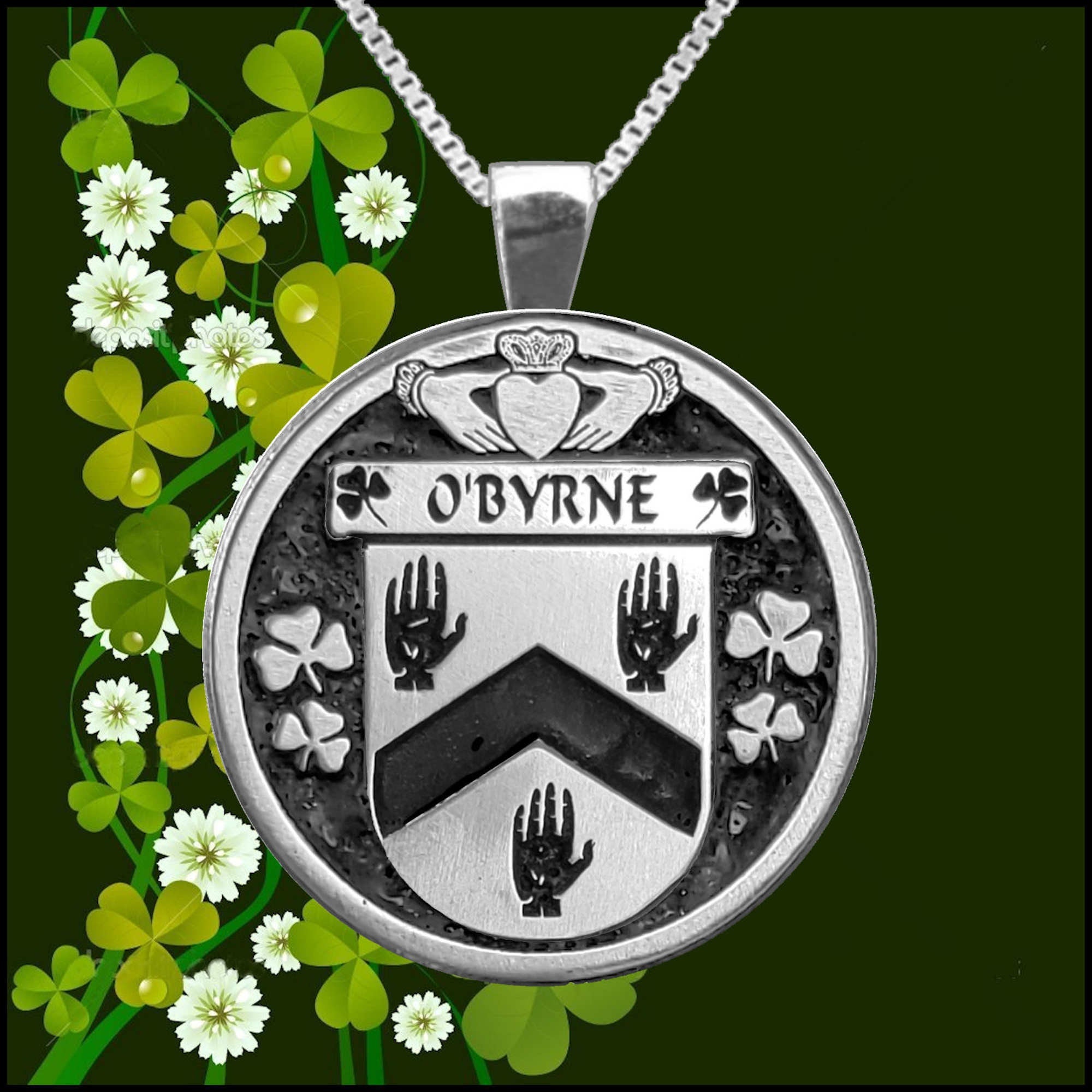 O'Byrne Irish Coat of Arms Disk Pendant, Irish