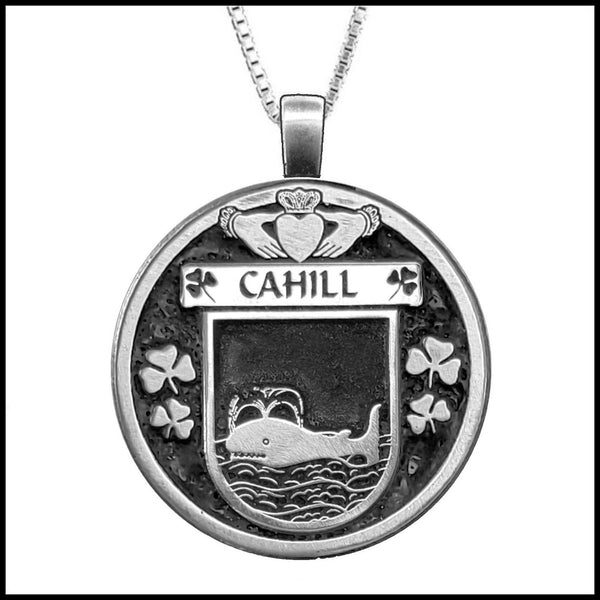 Cahill Irish Coat of Arms Disk Pendant, Irish