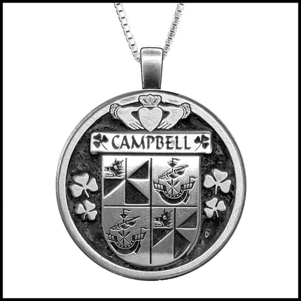 Campbell Irish Coat of Arms Disk Pendant, Irish