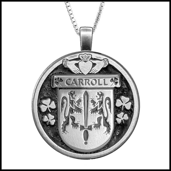 Carroll Irish Coat of Arms Disk Pendant, Irish