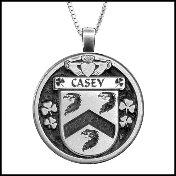Casey Irish Coat of Arms Disk Pendant, Irish