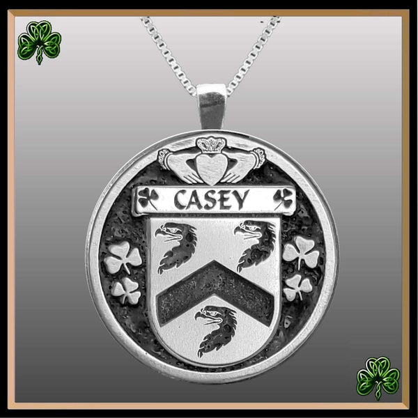 Casey Irish Coat of Arms Disk Pendant, Irish
