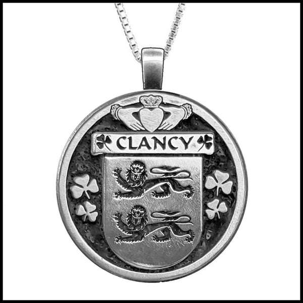 Clancy Irish Coat of Arms Disk Pendant, Irish