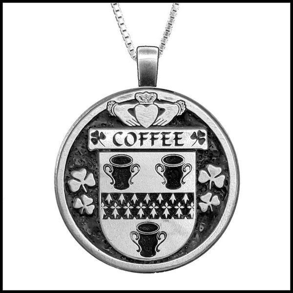 Coffee Irish Coat of Arms Disk Pendant, Irish