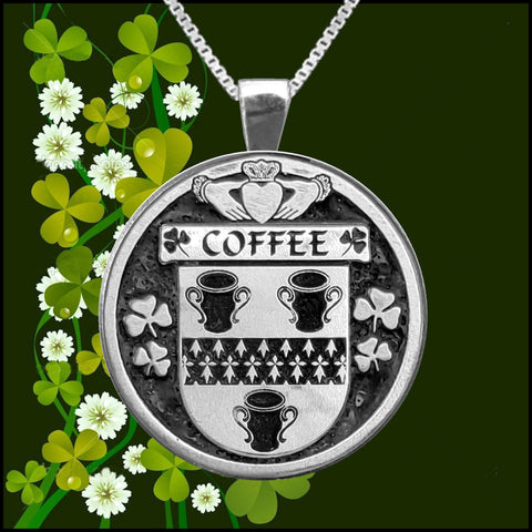 Coffee Irish Coat of Arms Disk Pendant, Irish