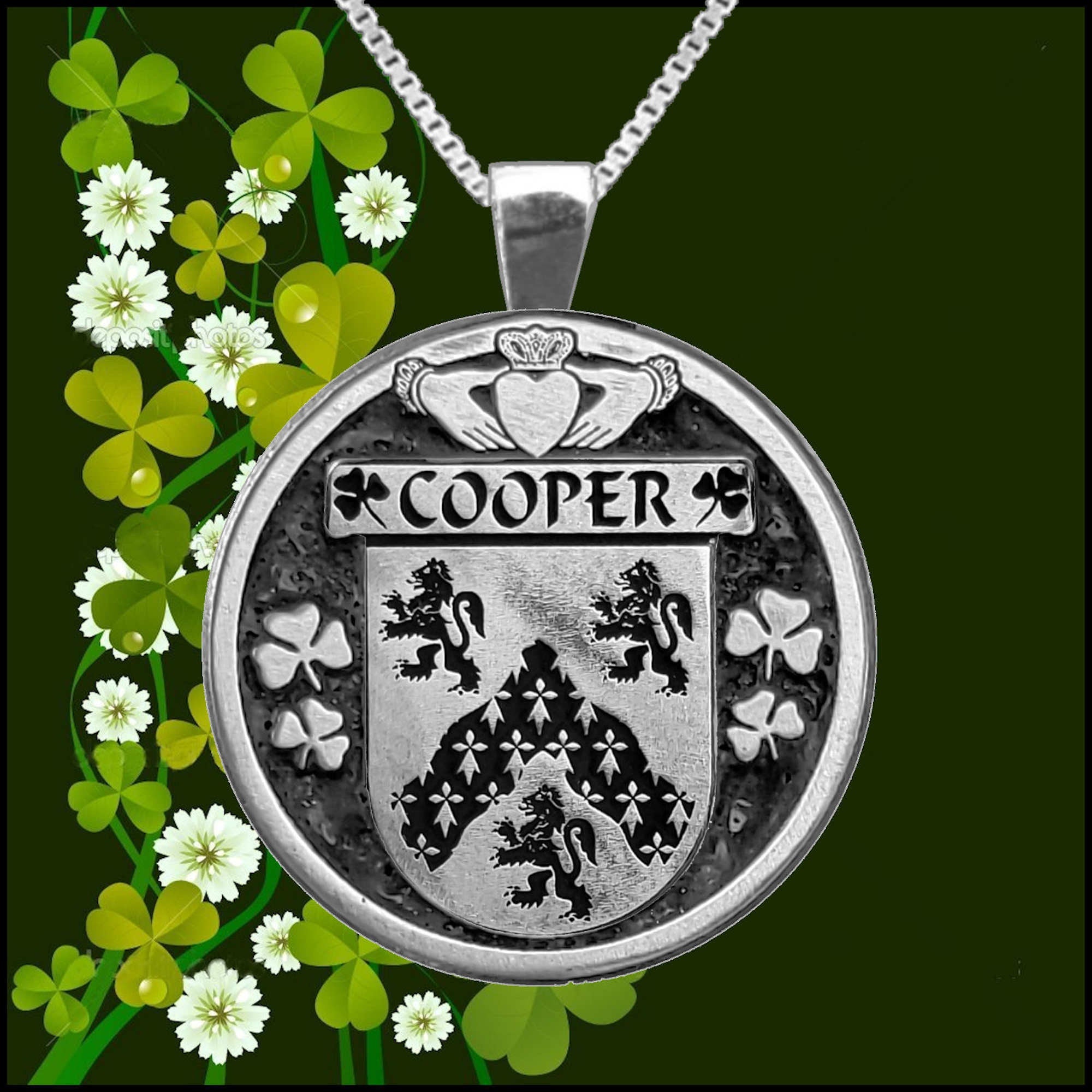 Cooper Irish Coat of Arms Disk Pendant, Irish