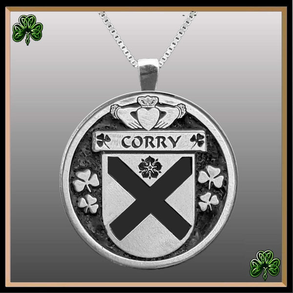 Corry Irish Coat of Arms Disk Pendant, Irish