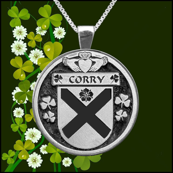 Corry Irish Coat of Arms Disk Pendant, Irish