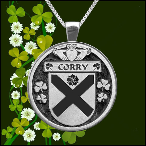 Corry Irish Coat of Arms Disk Pendant, Irish