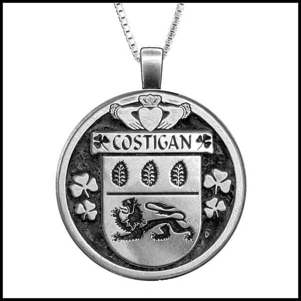Costigan Irish Coat of Arms Disk Pendant, Irish