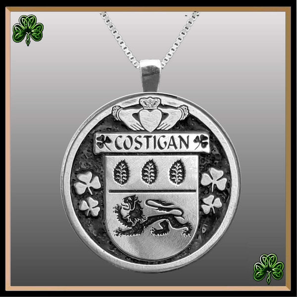 Costigan Irish Coat of Arms Disk Pendant, Irish