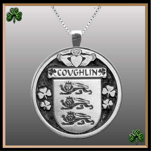 Coughlin Irish Coat of Arms Disk Pendant, Irish