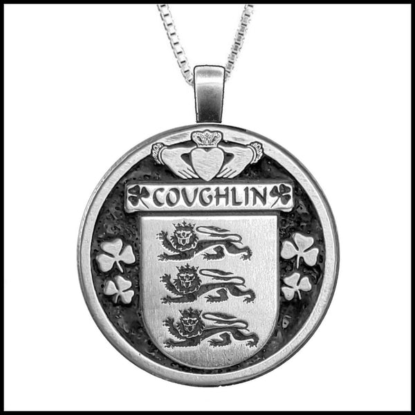 Coughlin Irish Coat of Arms Disk Pendant, Irish