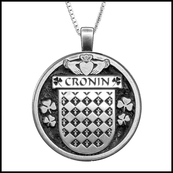Cronin Irish Coat of Arms Disk Pendant, Irish