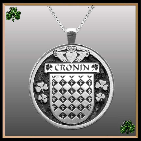 Cronin Irish Coat of Arms Disk Pendant, Irish