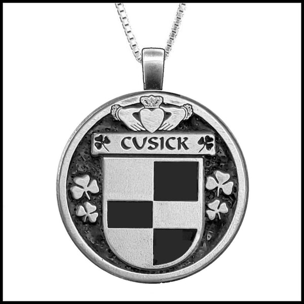 Cusick Irish Coat of Arms Disk Pendant, Irish