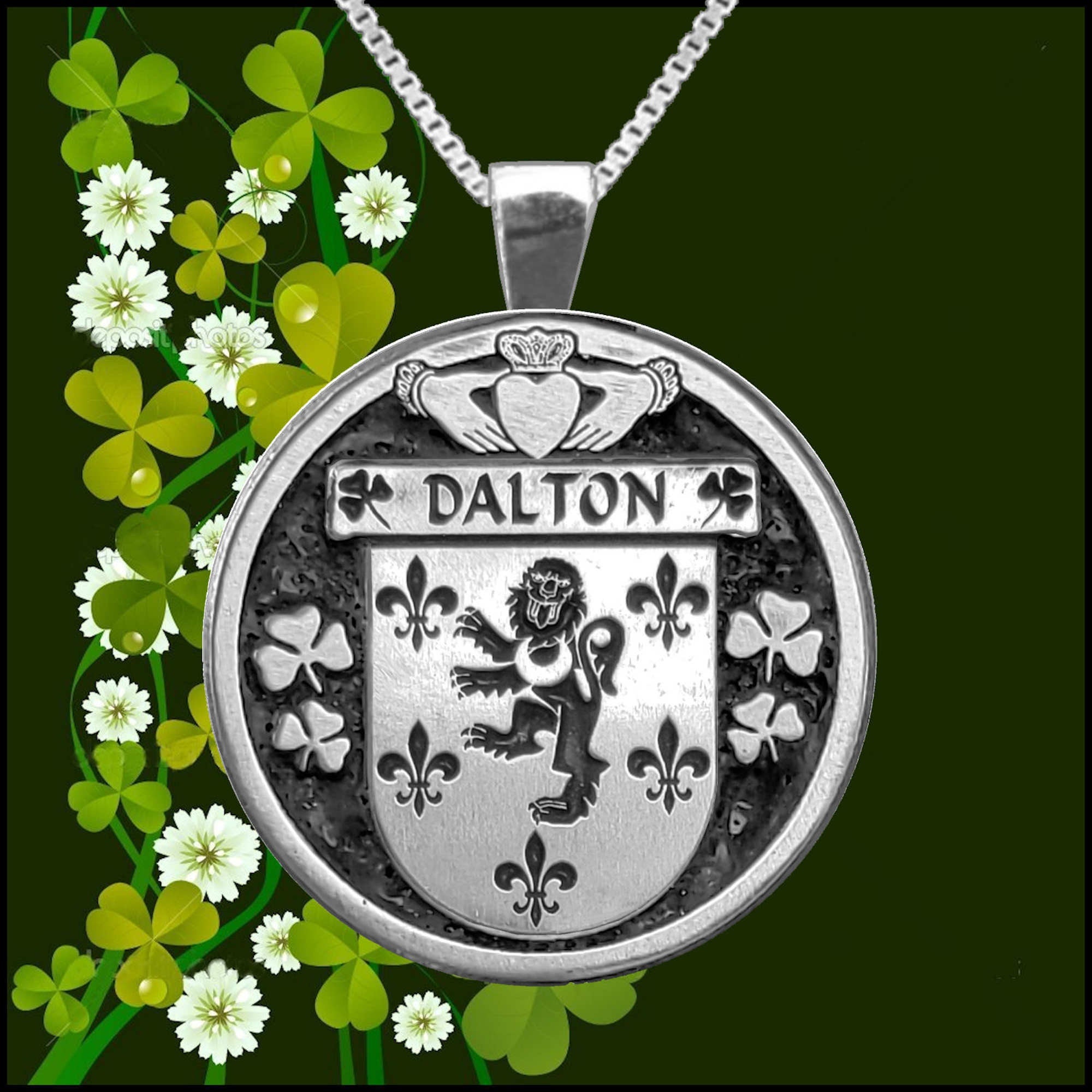 Dalton Irish Coat of Arms Disk Pendant, Irish