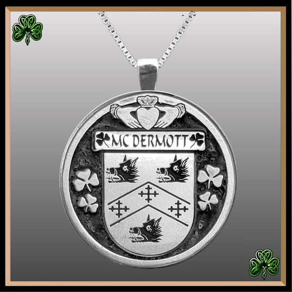 McDermott Irish Coat of Arms Disk Pendant, Irish
